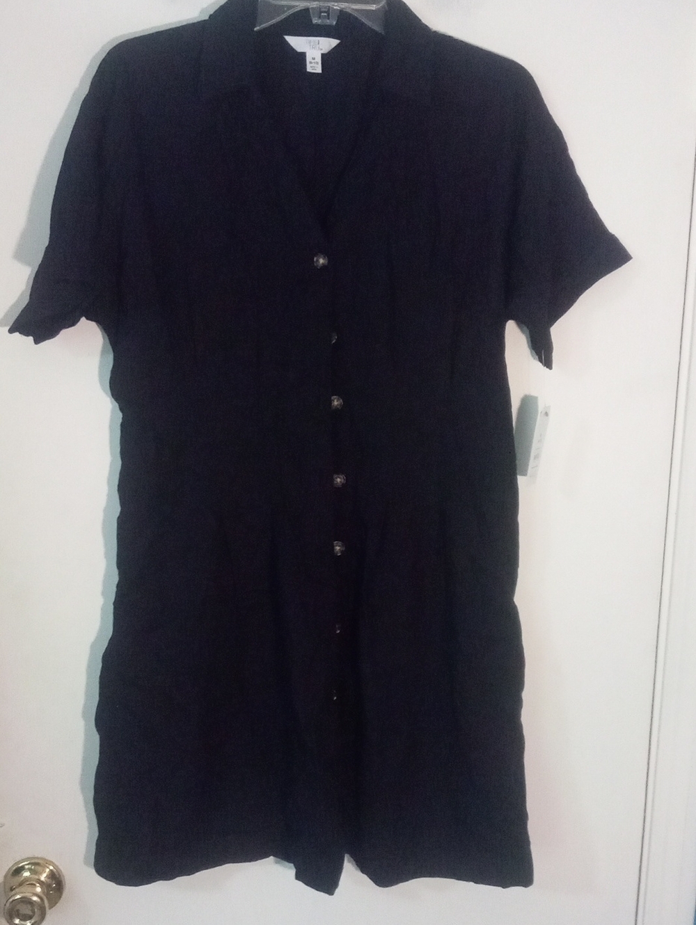 * Time And Try Classic Black Button-Front  Dress Medium 8 10 NWT